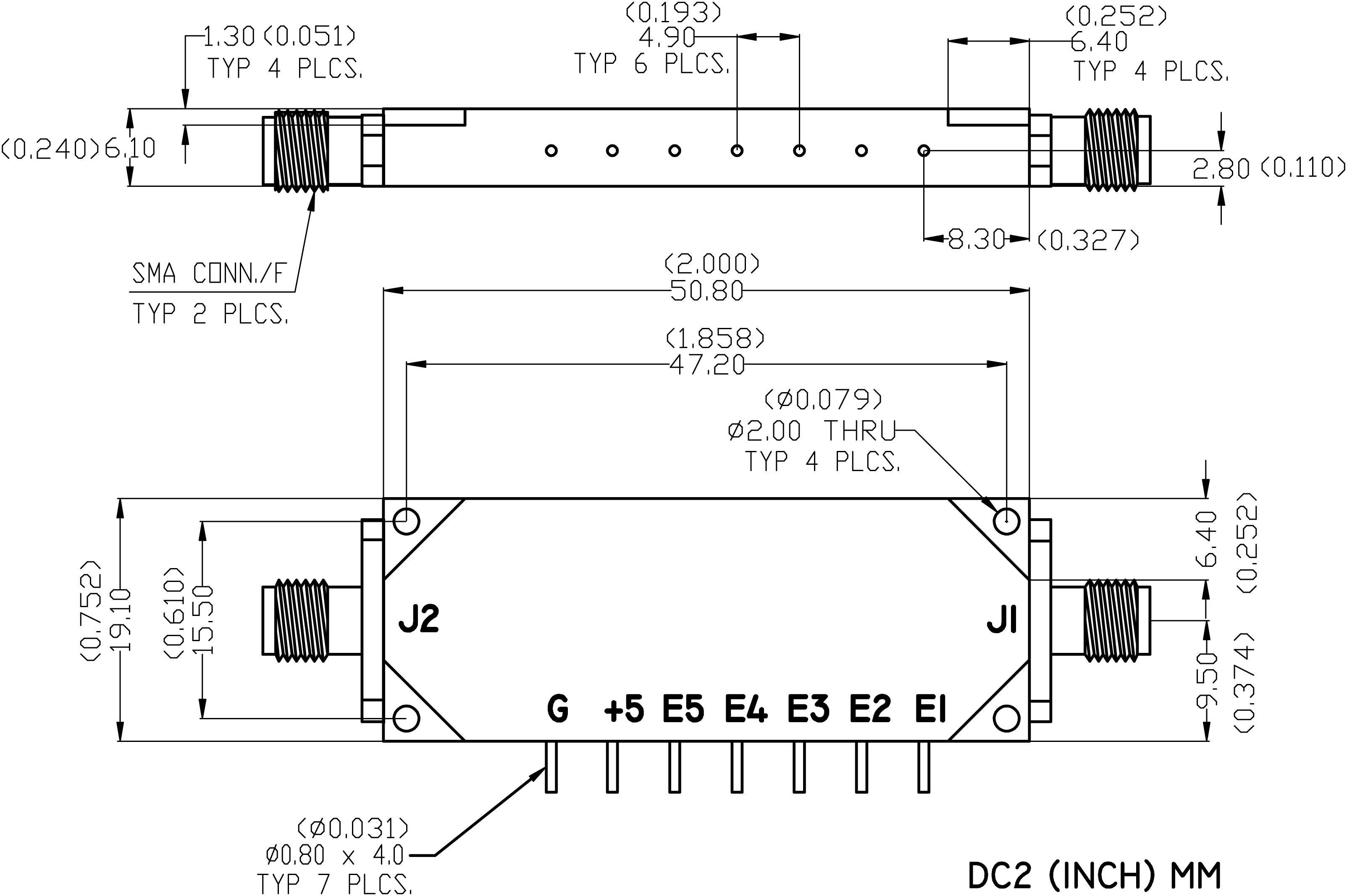   Series SA-26 attenuator package type and dimensions diagram