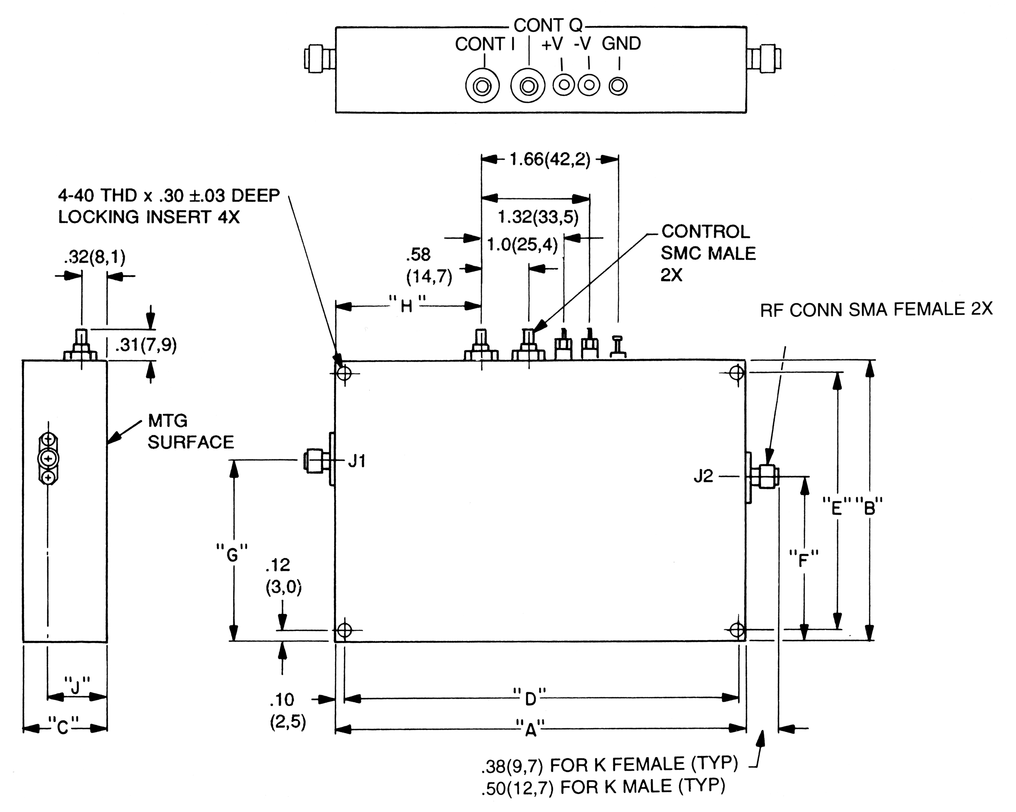 Series 72 IQ vector modulator dimensions and weight