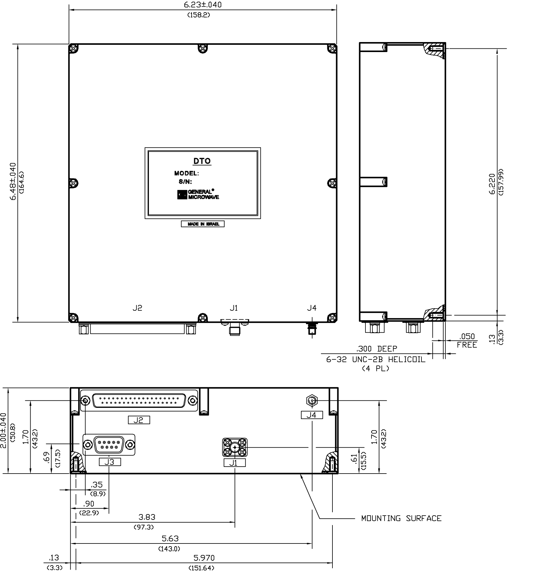 Dimensions and weights for DTO Models D6206, D6218, D6618