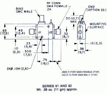 Dimensions and Weights Series 91 and 92 Switches