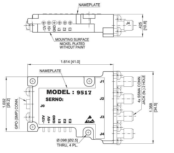Dimensions and Weight, Model HPS-9417 Medium Power Switch
