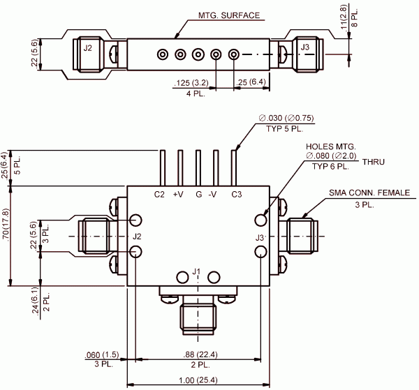 Model E9120H and E9120HT SPDT Switch Dimensions and Weights