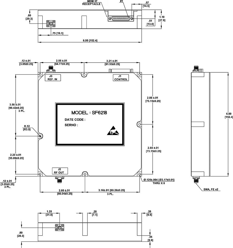 Microwave Synthesizer Model SF6218 Dimensions and Weights