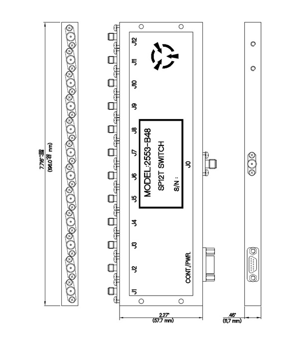 Dimensions and Weight for SP12T Phase and Amplitude Matched Switch