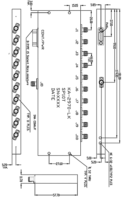 Low-Profile Absorptive SP10T Switch Model KA-2970-LK 